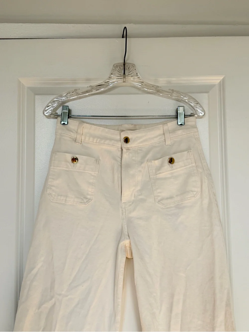 H&M Cream Wide Leg Flare Jeans